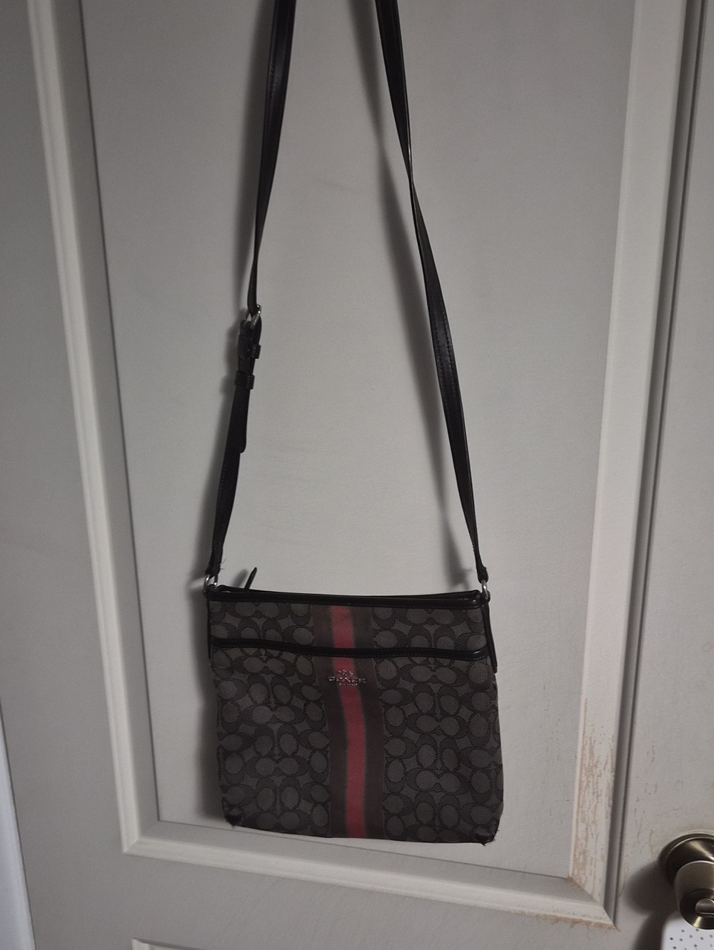Coach Crossbody Messenger in Brown with Red Stripe